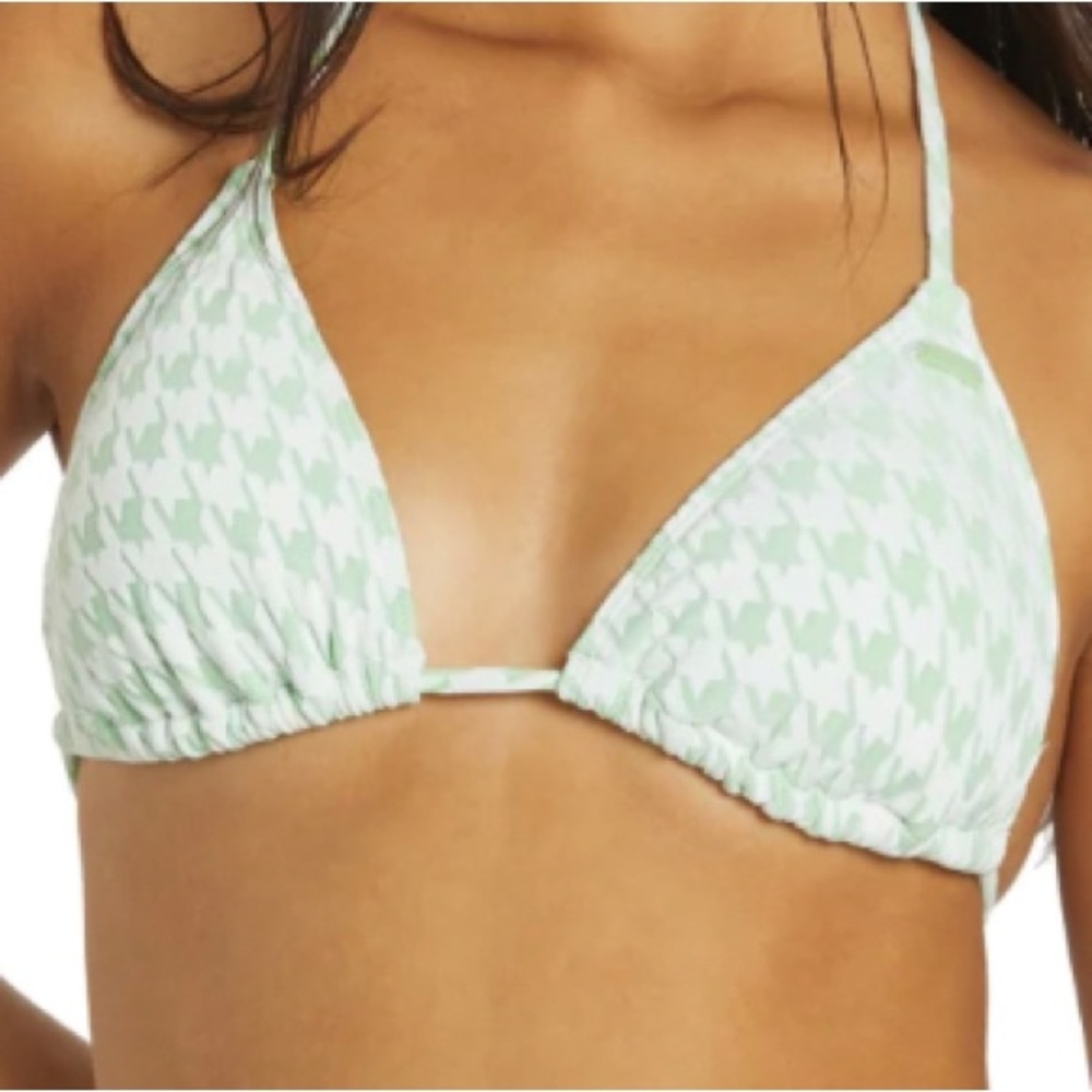 Roxy Check It Mint Houndstooth Triangle Bikini Top Size S NWT